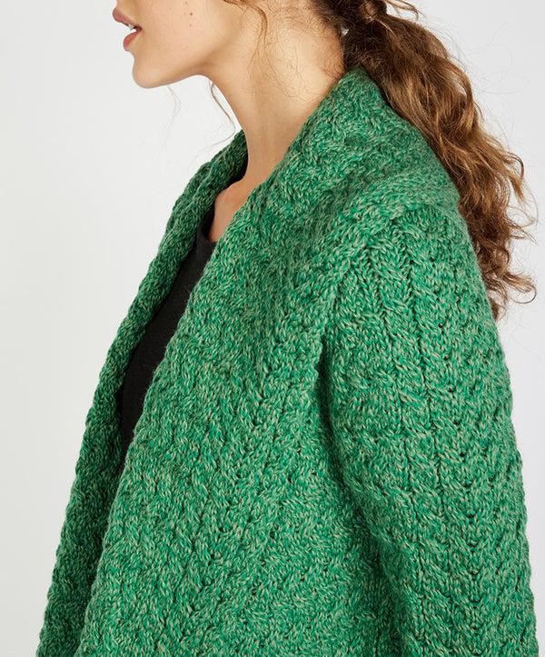 Irelands Eye Glenross Waterfall Cardigan Green Marl