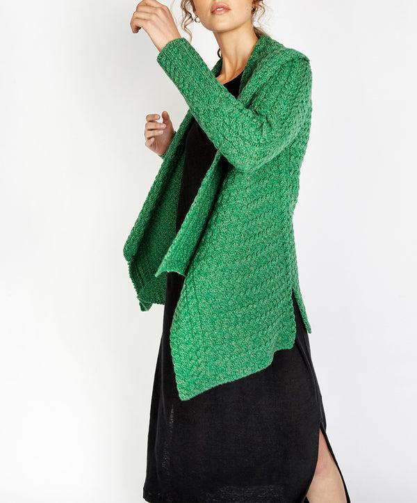 Irelands Eye Glenross Waterfall Cardigan Green Marl