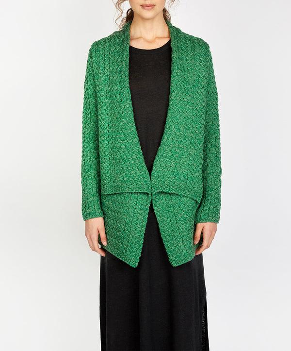 irelands eye Glenross Waterfall Cardigan Green Marl