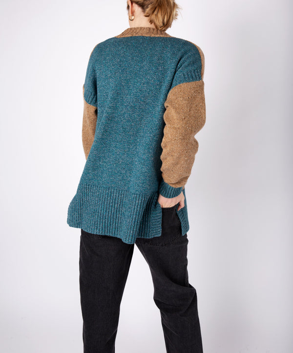 Irelands Eye Hawthorn' Colour Contrast Cardigan Aquamarine Biscuit