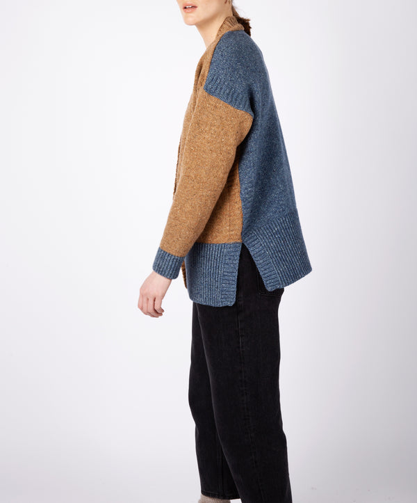 Irelands Eye Hawthorn' Colour Contrast Cardigan Seaspray Biscuit