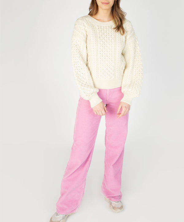 irelands eye Honeysuckle Cropped Aran Sweater Natural