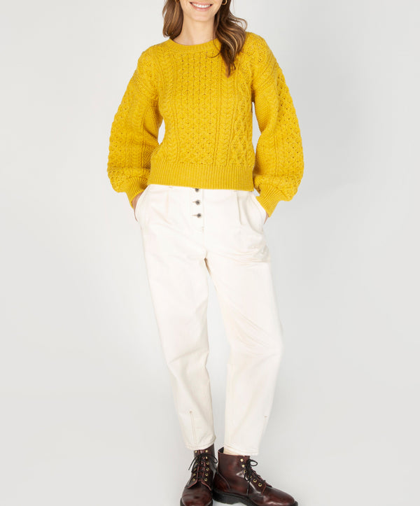 irelands eye Honeysuckle Cropped Aran Sweater Sunflower