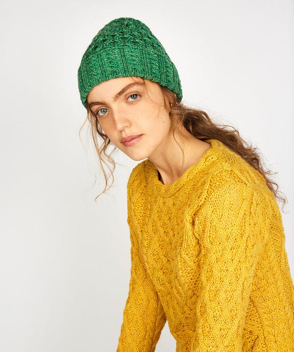 irelands eye Aran Hat Green Marl