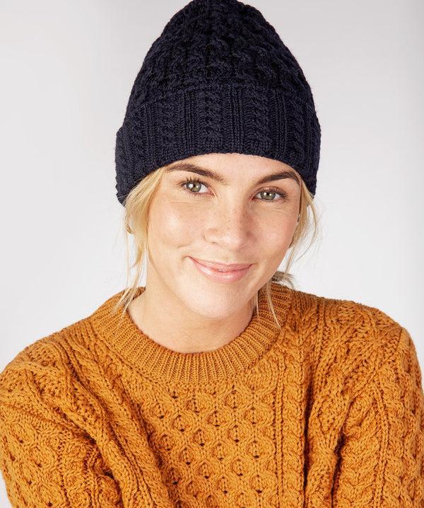 irelands eye Aran Hat Navy