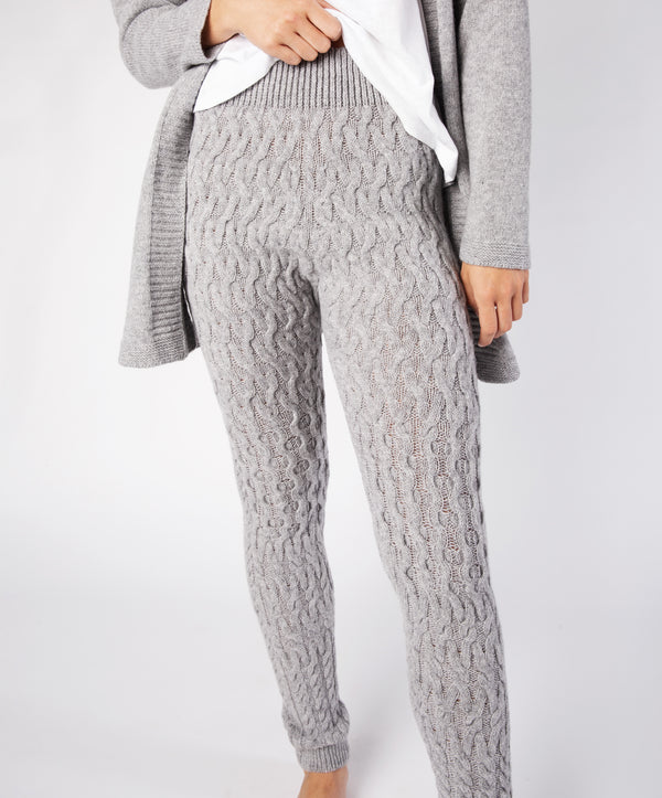 Irelands Eye Aran Leggings Soft Grey