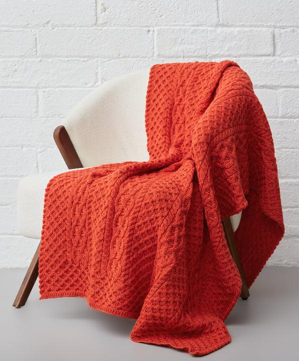 irelands eye Aran Throw Orange Marl