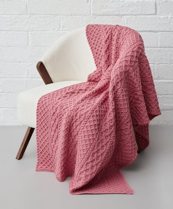 irelands eye Aran Throw Rosa Pink