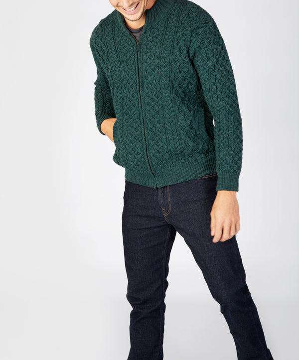 Irelands Eye Ardross Aran Cardigan Evergreen
