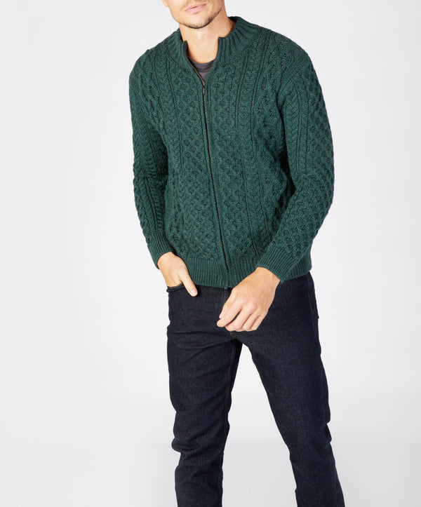 irelands eye Ardross Aran Cardigan Evergreen
