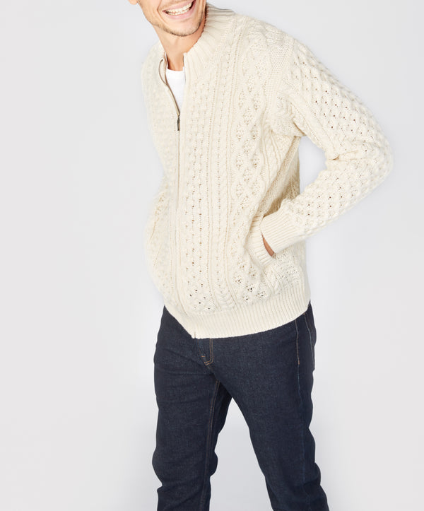 Irelands Eye Ardross Aran Cardigan Natural
