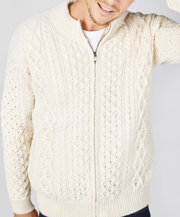 Irelands Eye Ardross Aran Cardigan Natural