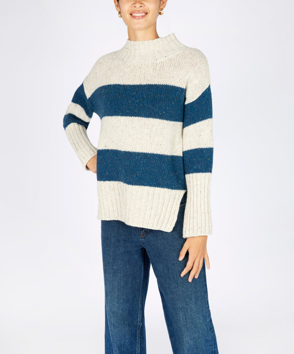 Irelands Eye Arna Stripe Funnel Neck Chalkstone