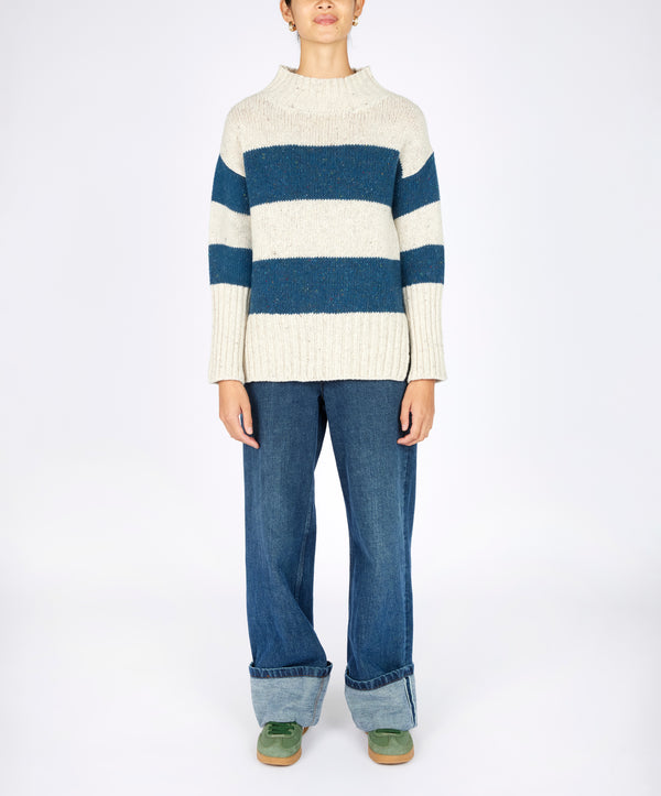 irelands eye Arna Stripe Funnel Neck Chalkstone