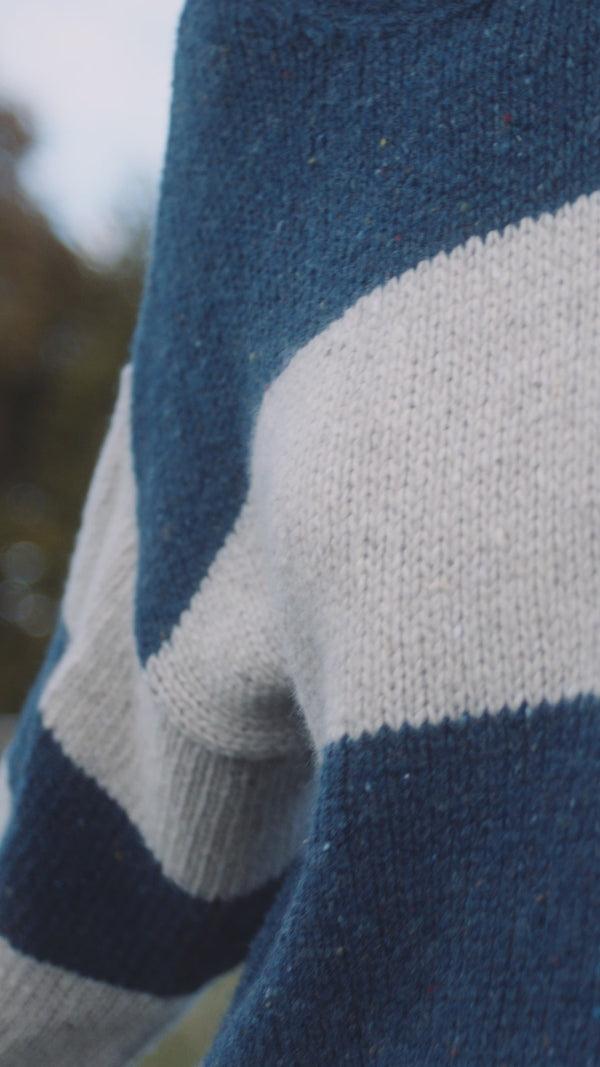 Irelands Eye Arna Stripe Funnel Neck Ink Marl