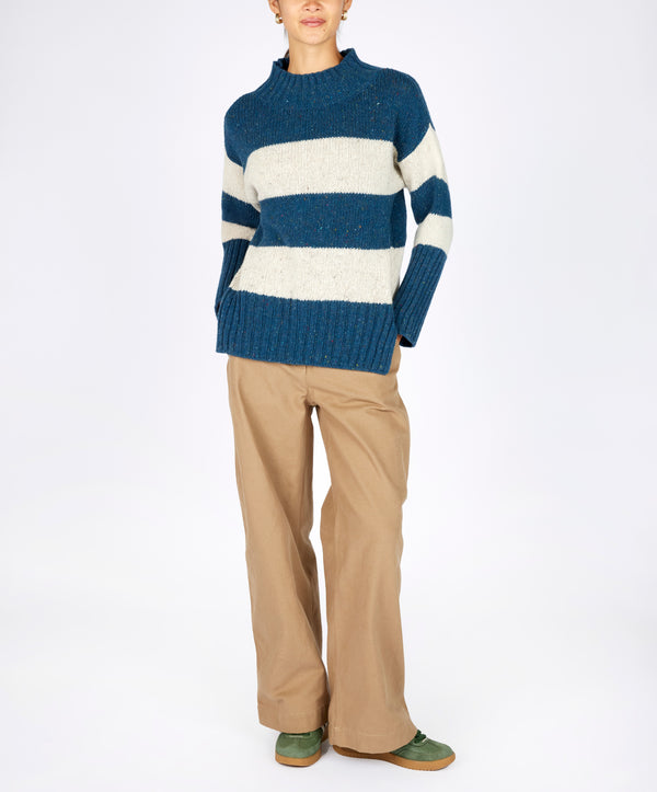 irelands eye Arna Stripe Funnel Neck Ink Marl