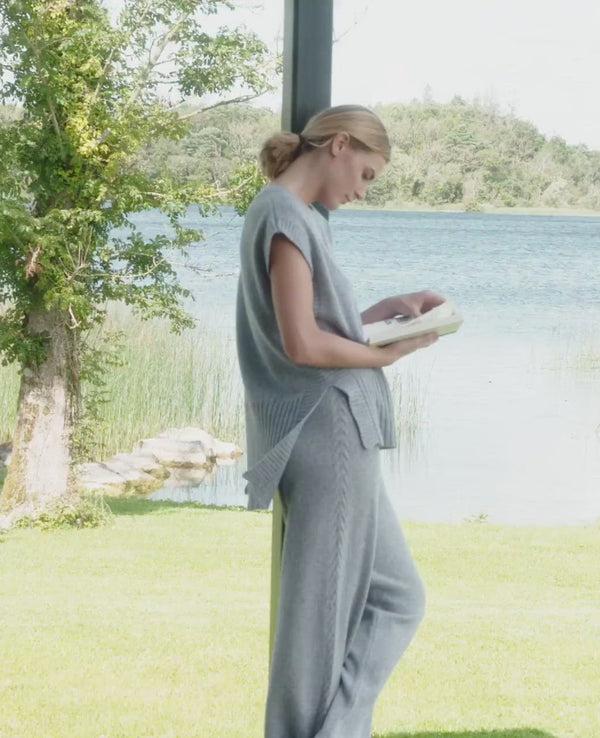 Irelands Eye Boxy Jersey Vest Soft Grey