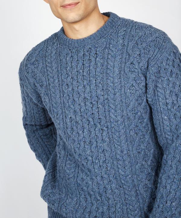 Irelands Eye Carraig Luxe Aran Sweater Blue Ocean