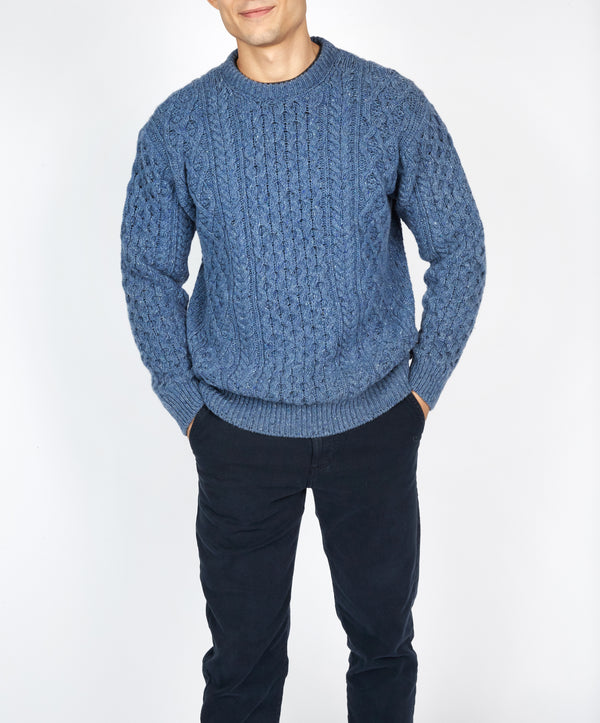 irelands eye Carraig Luxe Aran Sweater Blue Ocean