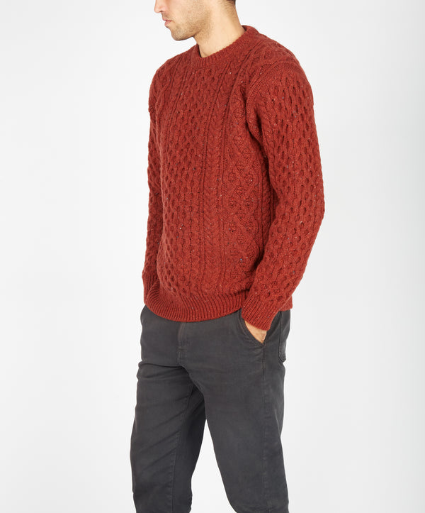 Irelands Eye Carraig Luxe Aran Sweater Copper Marl