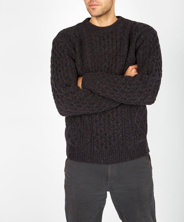 Irelands Eye Carraig Luxe Aran Sweater Night Marl