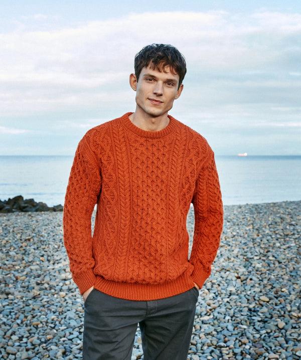 Irelands Eye Carraig Luxe Aran Sweater Terracotta