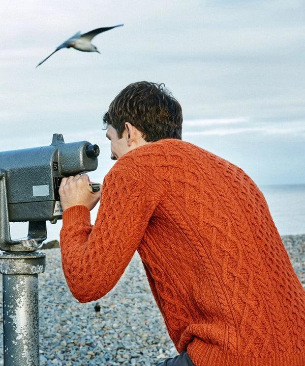 Irelands Eye Carraig Luxe Aran Sweater Terracotta