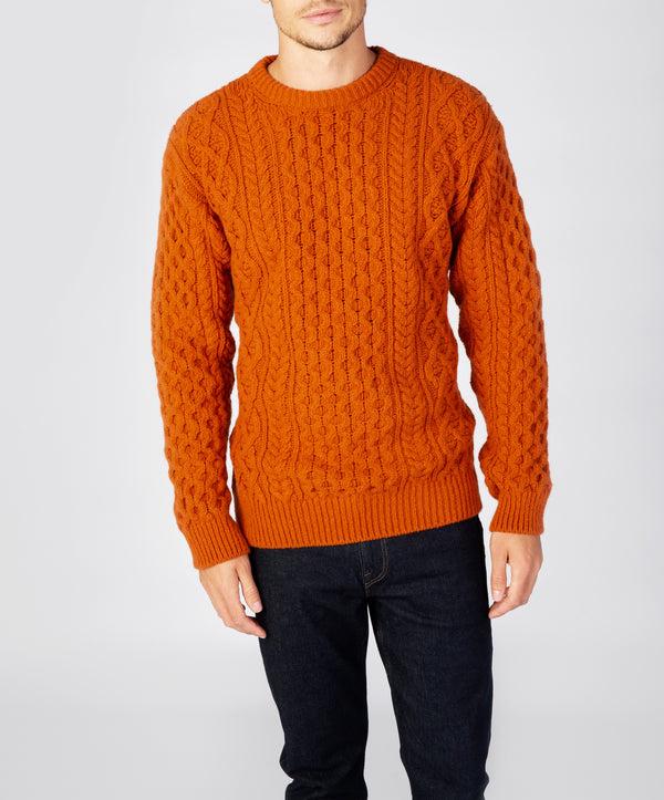 irelands eye Carraig Luxe Aran Sweater Terracotta