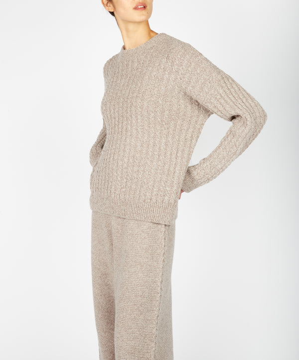 irelands eye Corbin Cable Crew Neck Eggshell