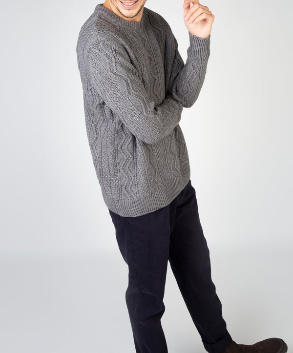 Irelands Eye Cosan Crew Neck Sweater Grey Frost