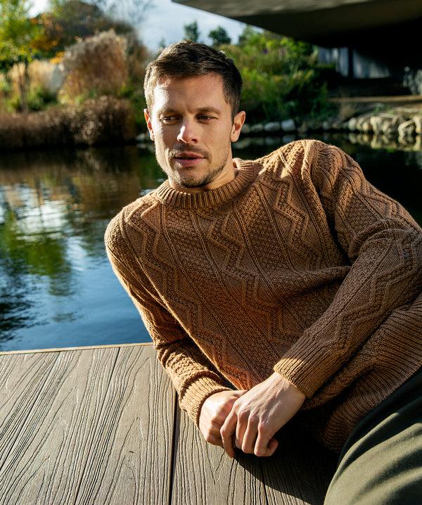 Irelands Eye Cosan Crew Neck Sweater Nutmeg