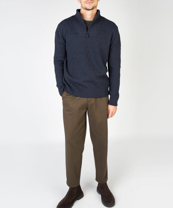 Irelands Eye Diamond Troyer Sweater Navy Sail