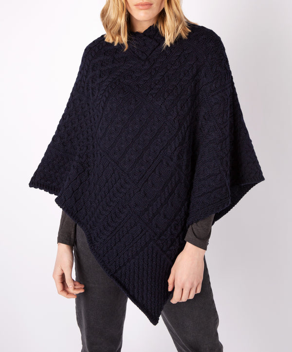 Irelands Eye Elm Patchwork Poncho Navy