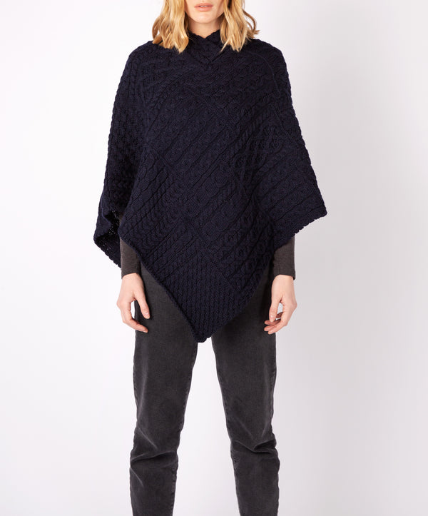 irelands eye Elm Patchwork Poncho Navy