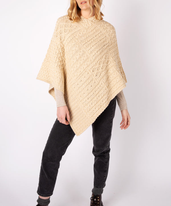 irelands eye Elm Patchwork Poncho Oatmeal Marl