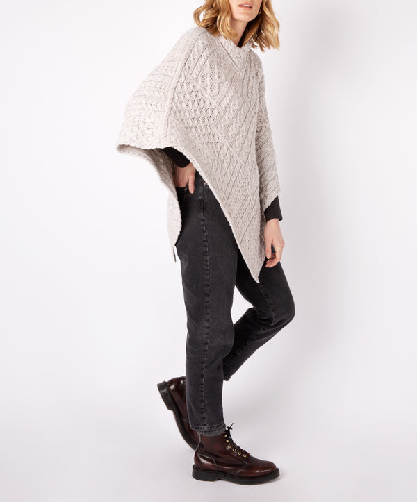 Irelands Eye Elm Patchwork Poncho Silver Marl