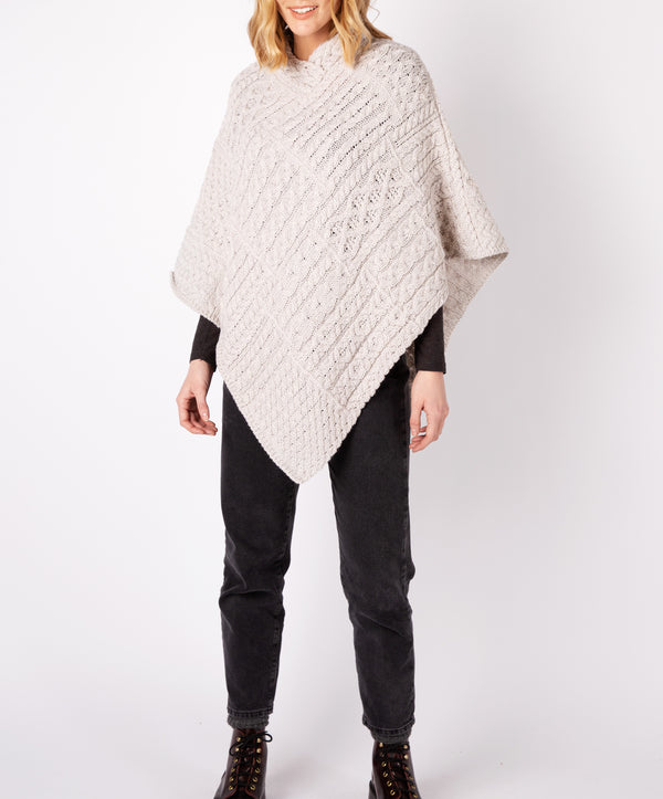 irelands eye Elm Patchwork Poncho Silver Marl