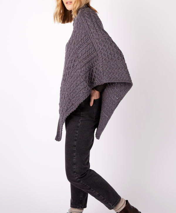 Irelands Eye Elm Patchwork Poncho Steel Marl