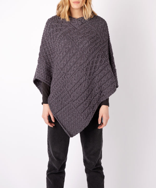 irelands eye Elm Patchwork Poncho Steel Marl