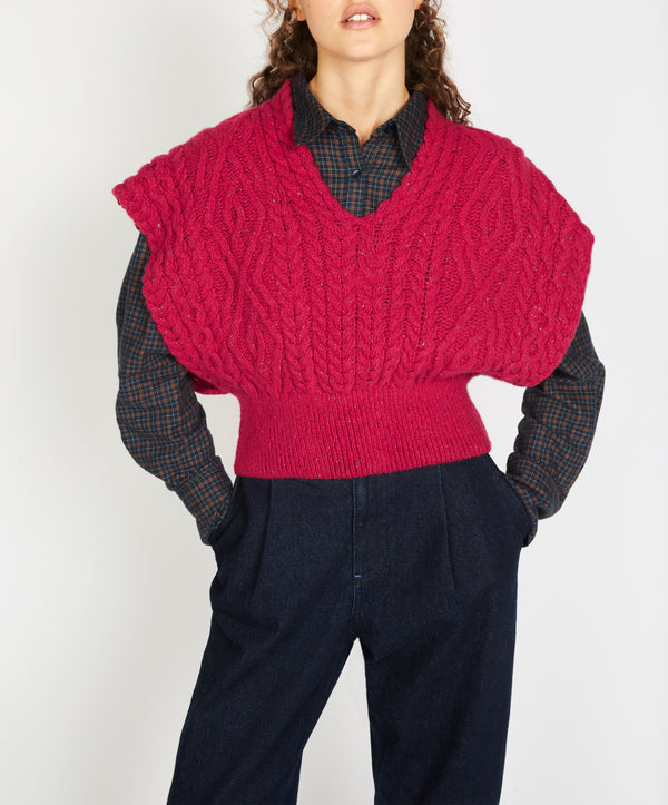 Irelands Eye Farmleigh Diamond Vest Bramble Berry