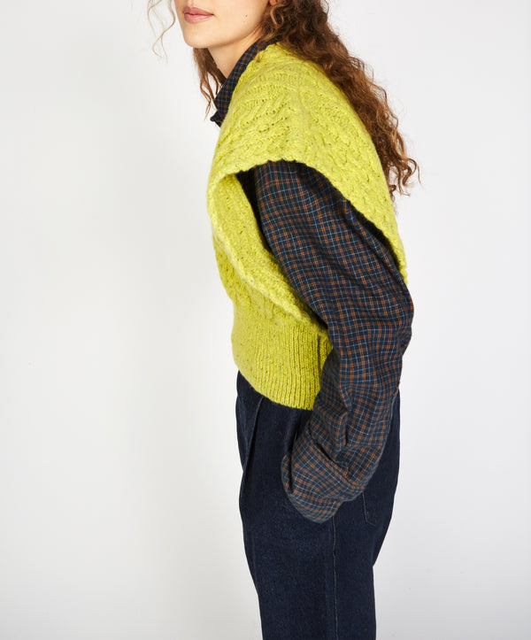 Irelands Eye Farmleigh Diamond Vest Chartreuse