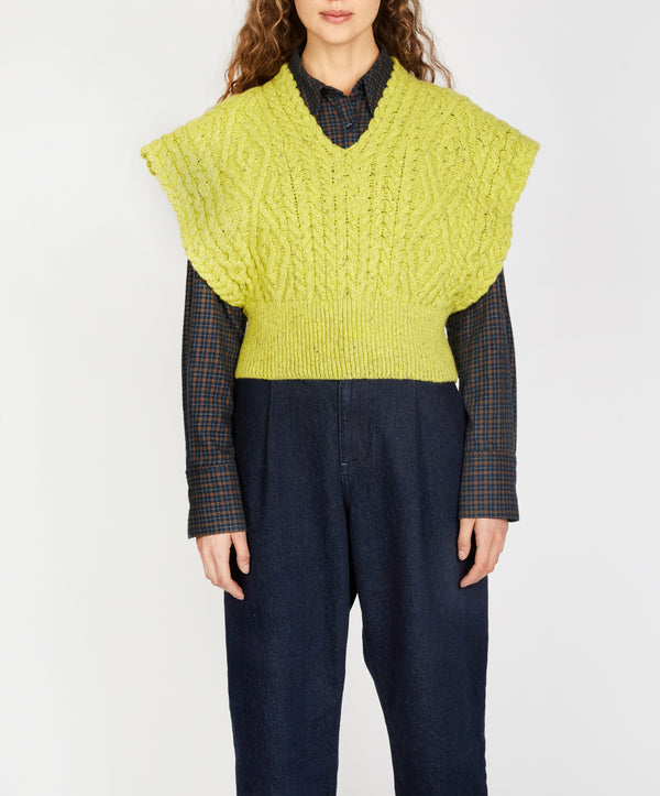 irelands eye Farmleigh Diamond Vest Chartreuse