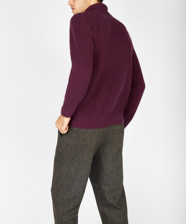Irelands Eye Fishermans Rib Polo Neck Currant