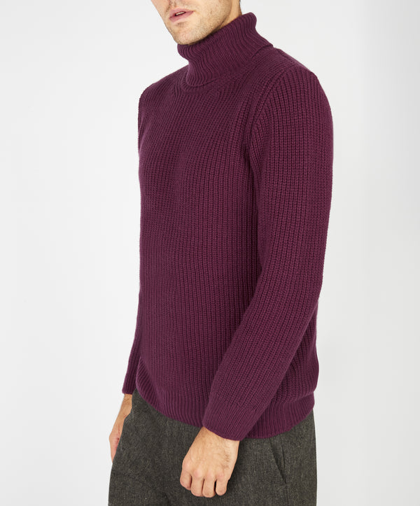 Irelands Eye Fishermans Rib Polo Neck Currant