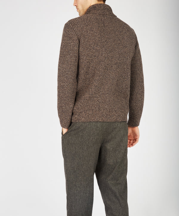 Irelands Eye Fishermans Rib Polo Neck Shadow Marl