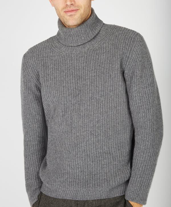 Irelands Eye Fishermans Rib Polo Neck Smoke