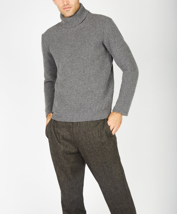 irelands eye Fishermans Rib Polo Neck Smoke