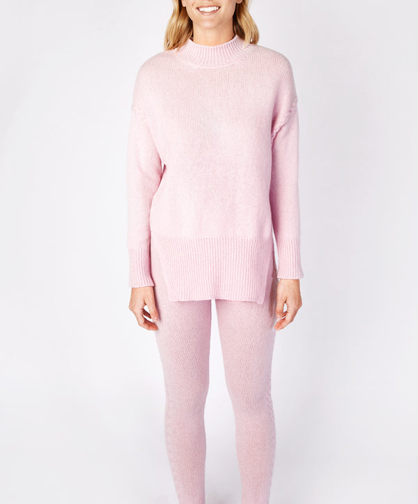 Irelands Eye Funnel Neck Jersey Sweater Blush