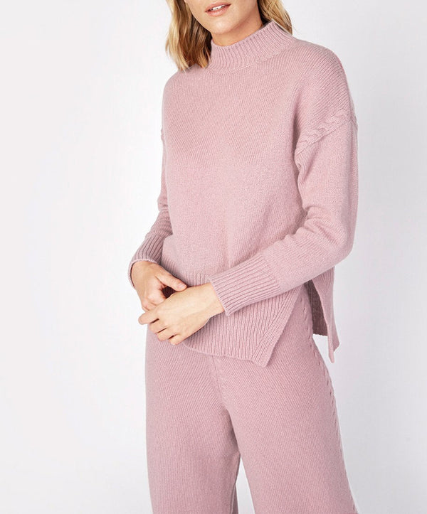 Irelands Eye Funnel Neck Jersey Sweater Mauve