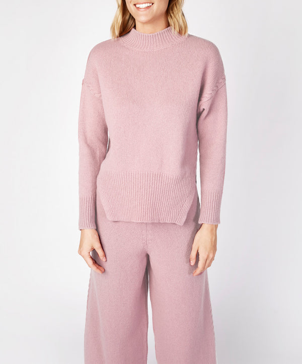 irelands eye Funnel Neck Jersey Sweater Mauve